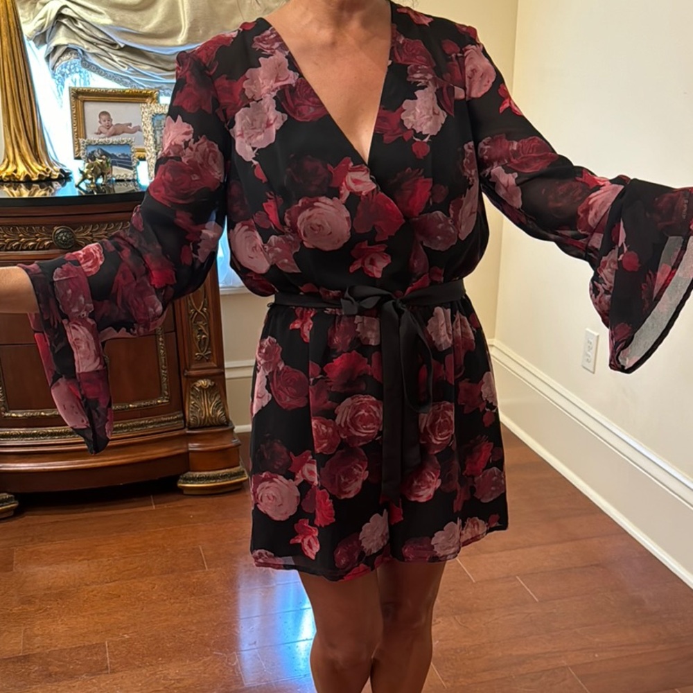 BCBGeneration Red and Pink Floral Dress